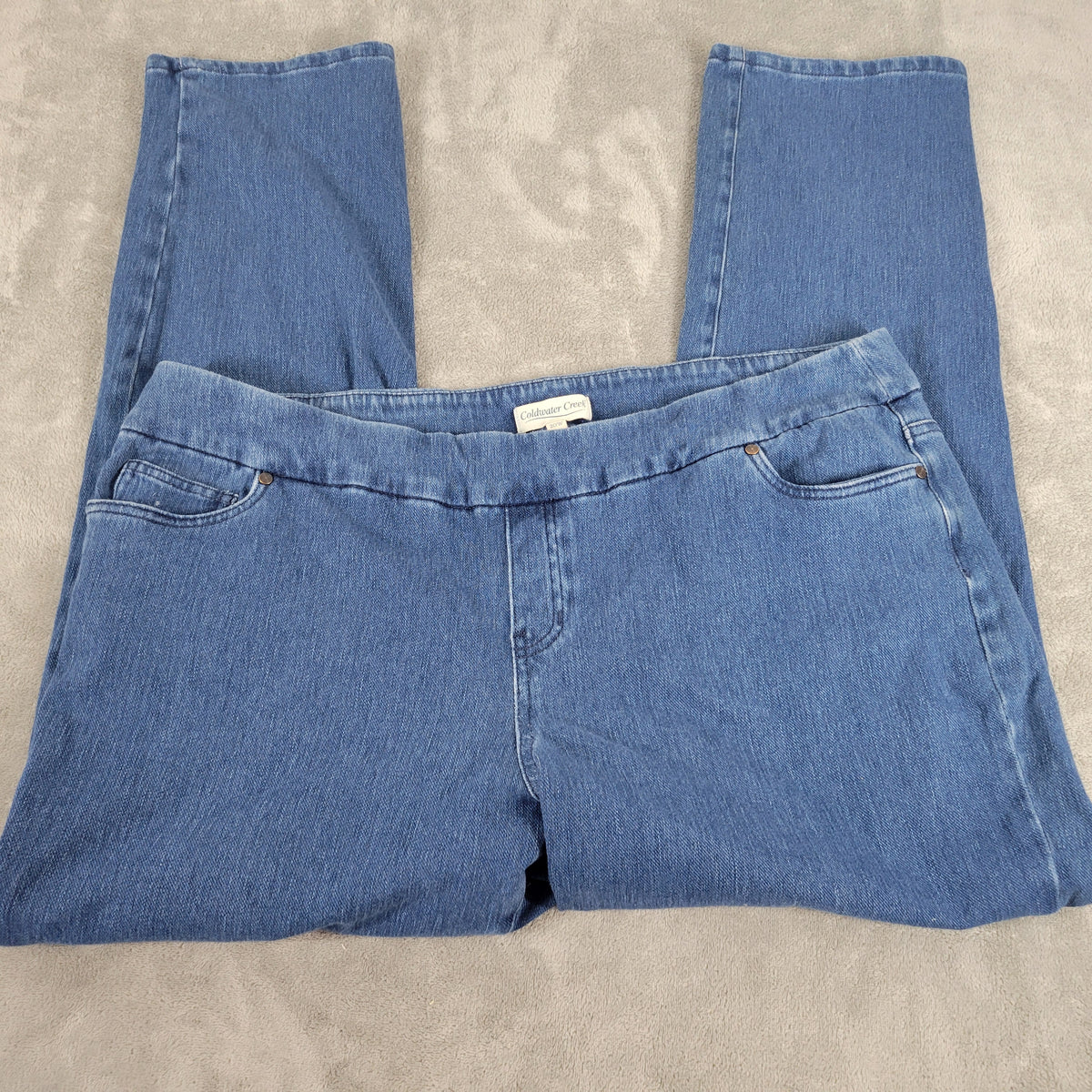 Coldwater Creek Blue Straight Leg Jeans Women 20W Elastic Waist Denim SL28E