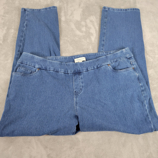 Coldwater Creek Blue Straight Leg Jeans Women 20W Elastic Waist Denim SL28E