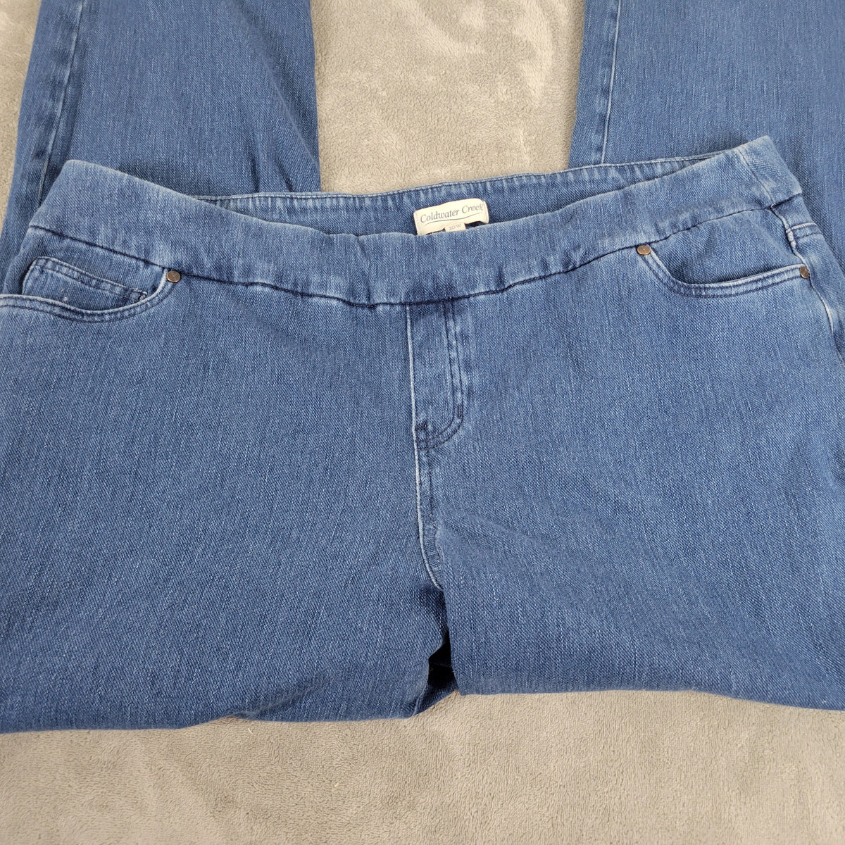 Coldwater Creek Blue Straight Leg Jeans Women 20W Elastic Waist Denim SL28E