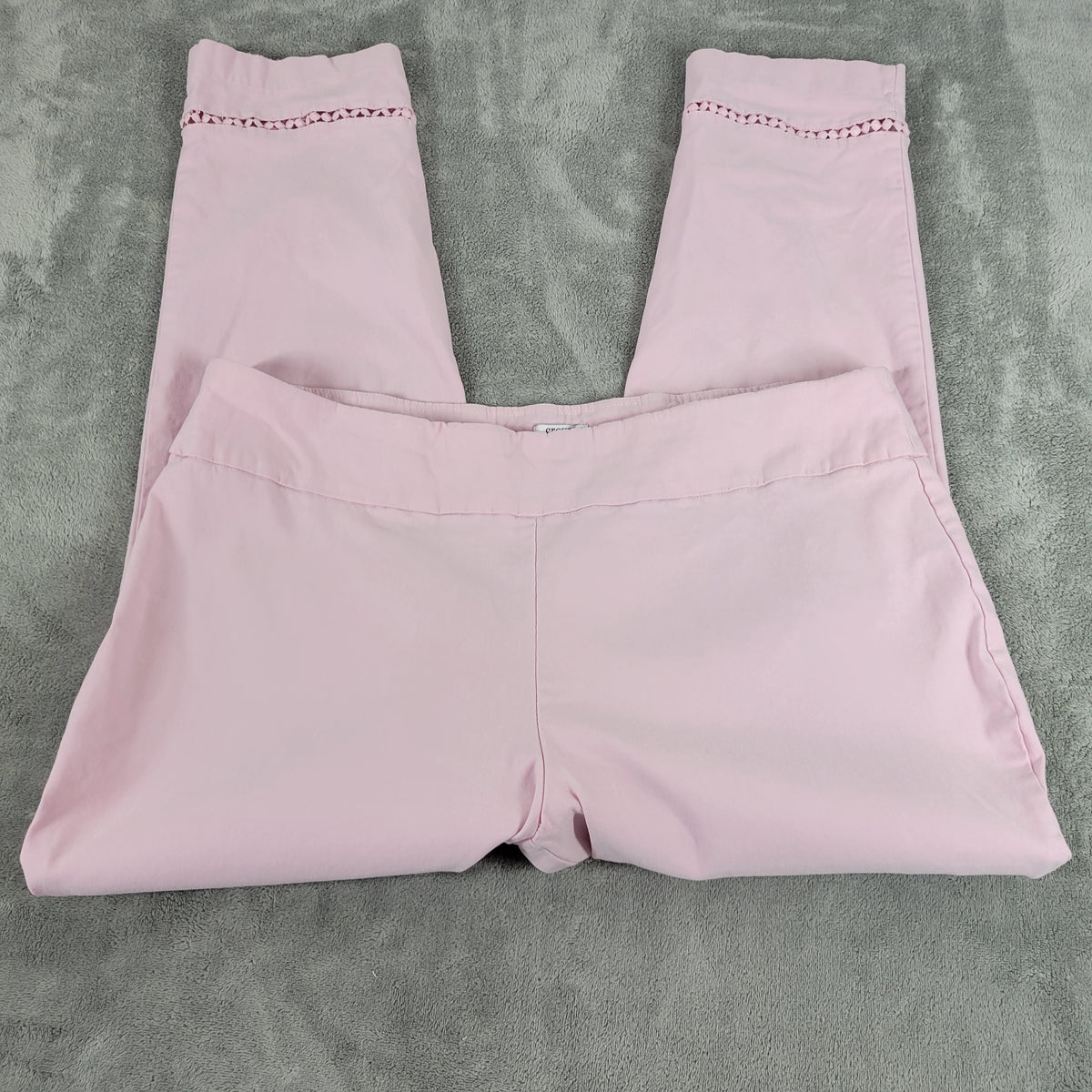 Crown & Ivy Women 20W Pink Cropped Pants Elastic Waist Straight Leg PIN4E