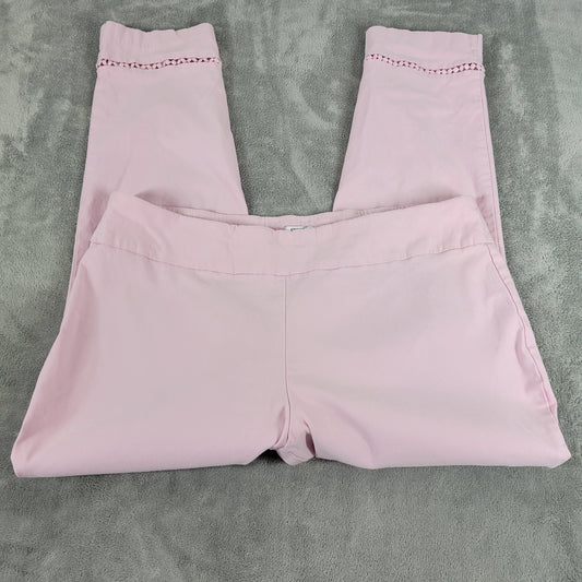 Crown & Ivy Women 20W Pink Cropped Pants Elastic Waist Straight Leg PIN4E