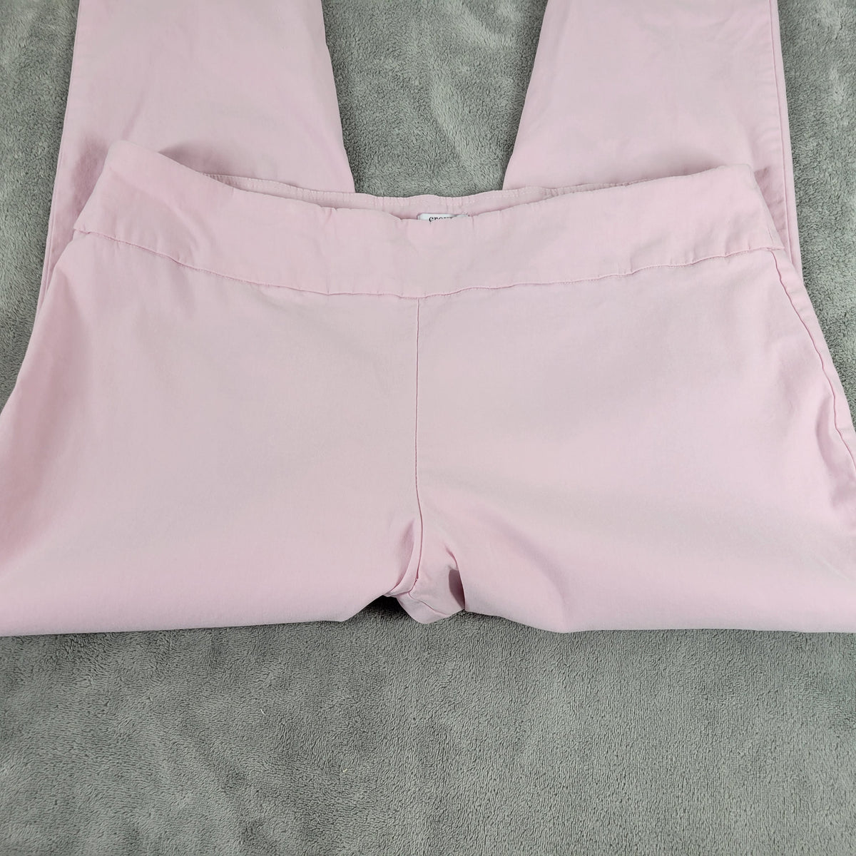 Crown & Ivy Women 20W Pink Cropped Pants Elastic Waist Straight Leg PIN4E