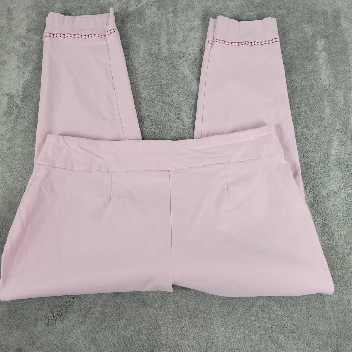 Crown & Ivy Women 20W Pink Cropped Pants Elastic Waist Straight Leg PIN4E