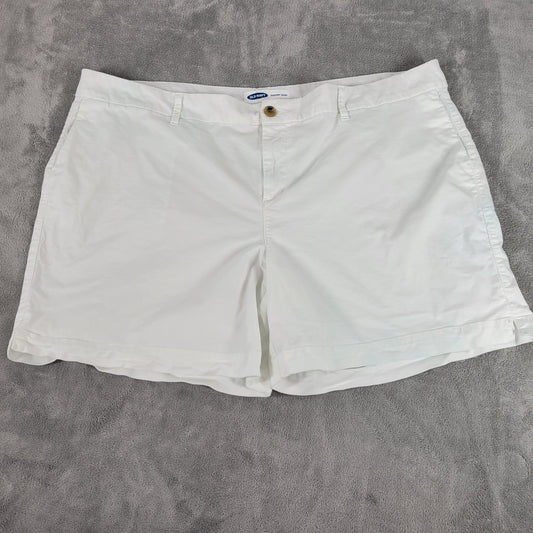 Old Navy Everyday Women 22 White Shorts Cotton Stretch 6.5 Inseam Pockets WHI30E
