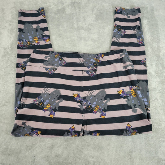 LuLaRoe Halloween Leggings TC2 Haunted House Trick or Treat Striped NOV88E