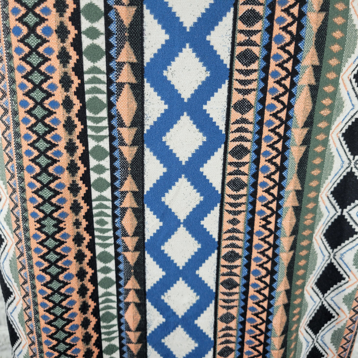 AB Studio XL Top Blouse Short Sleeve Tribal Geometric Multicolor Asymmetrical GEO57XE
