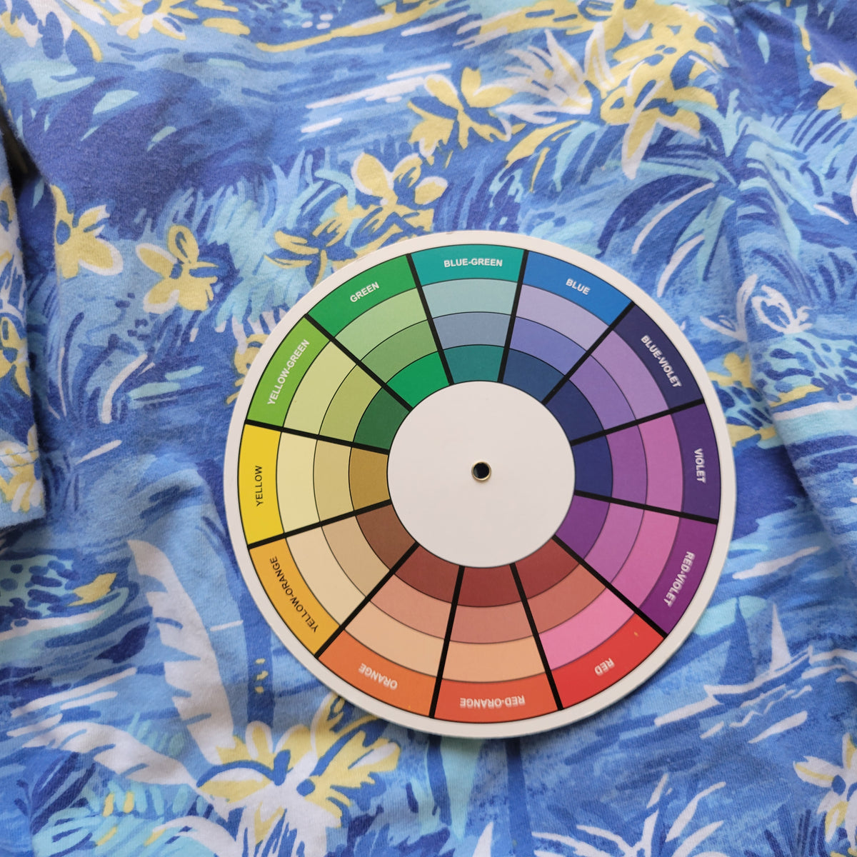 Coral Bay Tee 2X Plus Size Blue Yellow Tropical Floral Cotton V Neck FLO292E