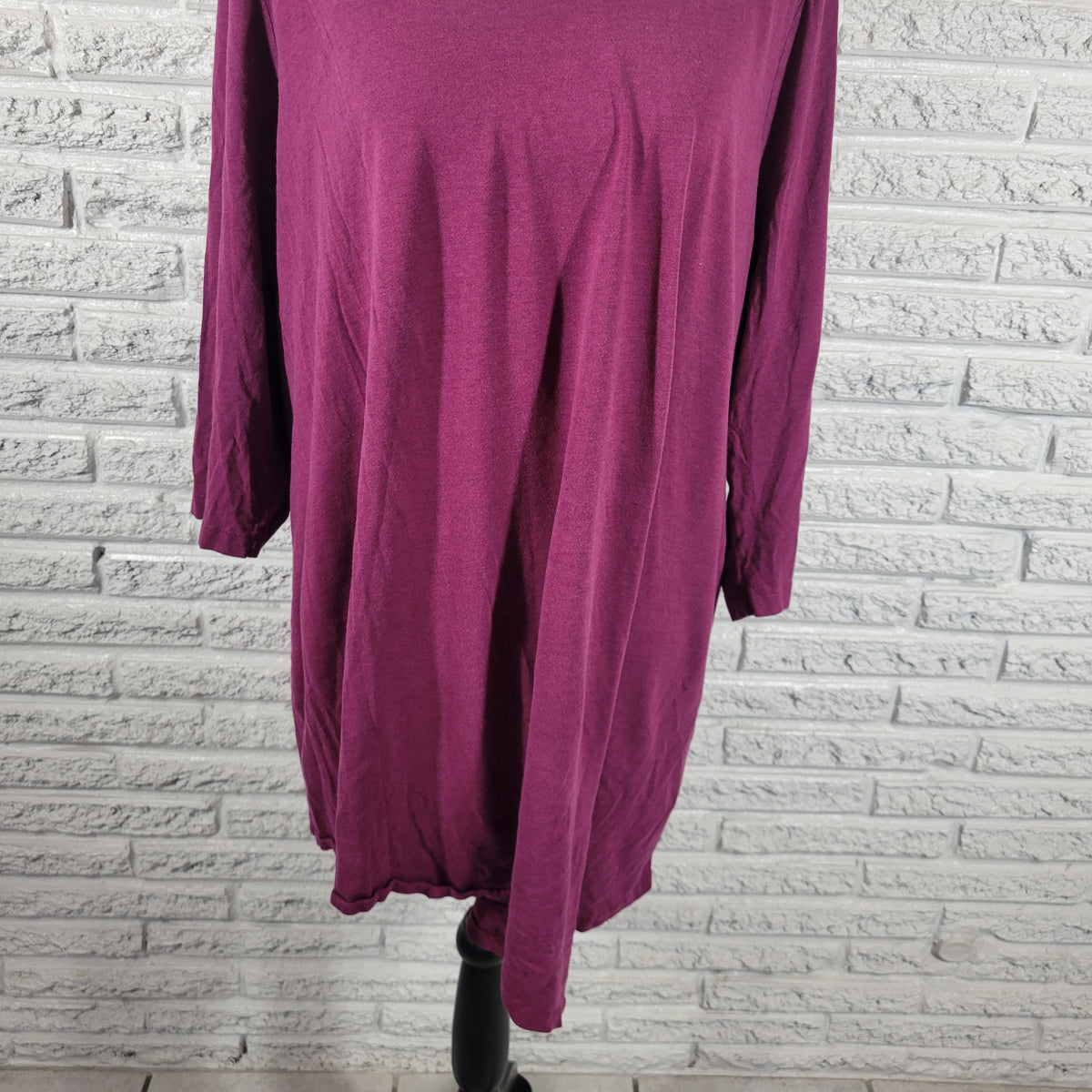 Woman Within Tunic 1X Plus Size Purple 3/4 Sleeve Cotton Rayon Stretch PUR28E