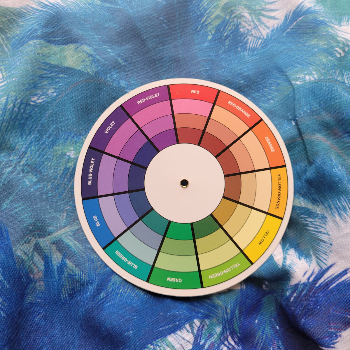 Sun Bay 1X Plus Blue Floral Palm Tree Tee Shirt Short Sleeve Round Neck FLO291E