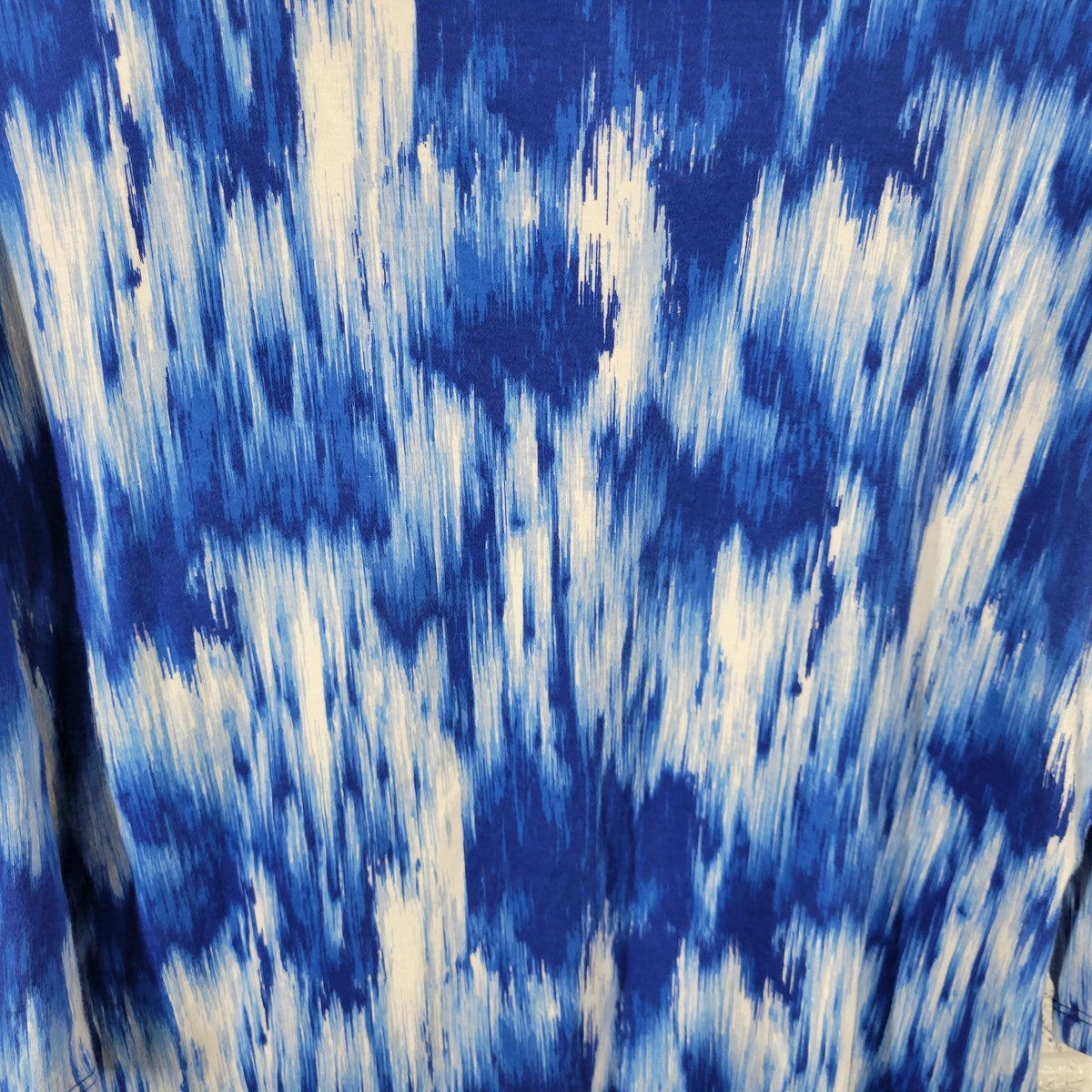 Liz Claiborne Shirt Dress 1X Plus Size Blue White Watercolor Cotton WAT98E