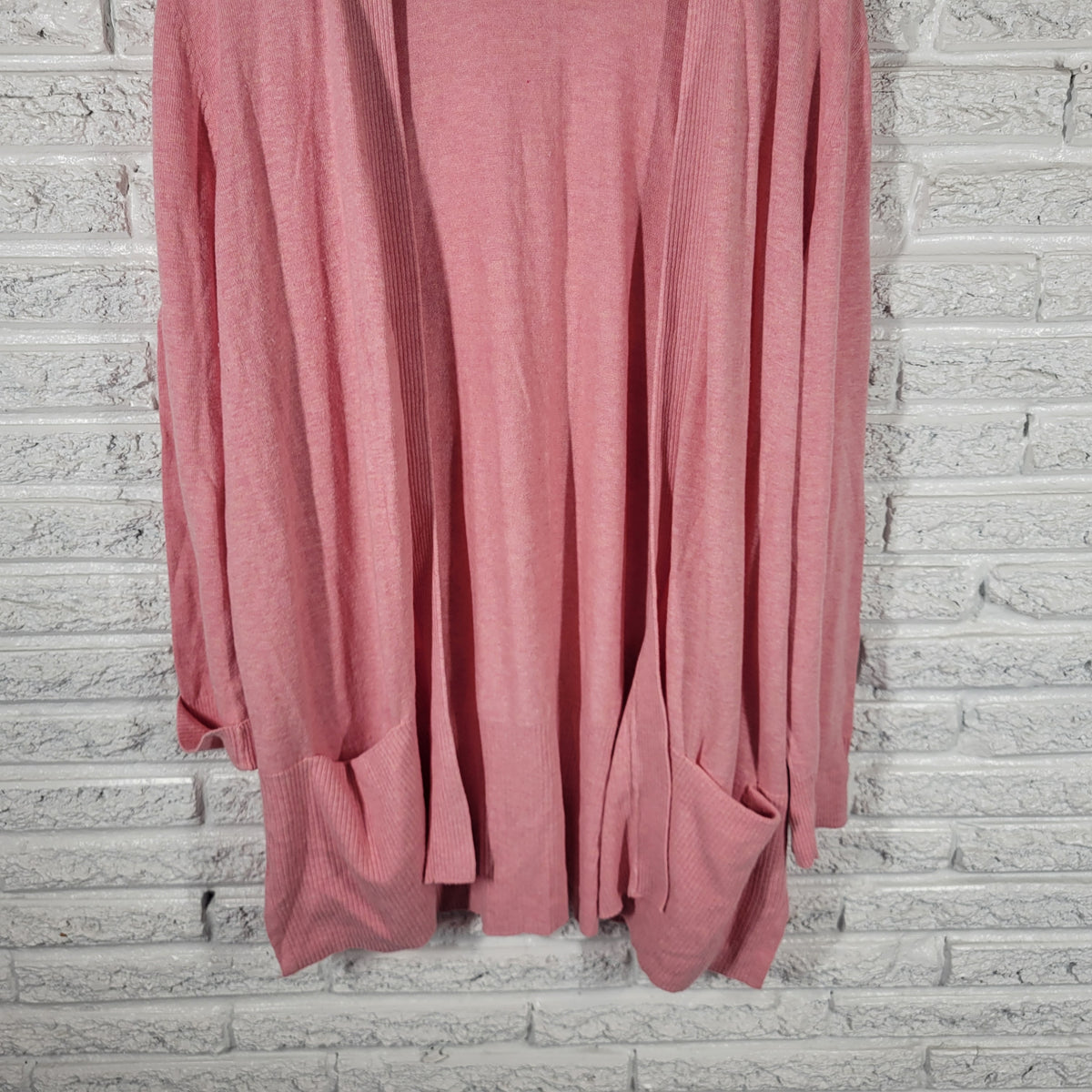 Croft Barrow Cardigan Sweater 2X Plus Size Pink Tight Knit Pockets SWE41E