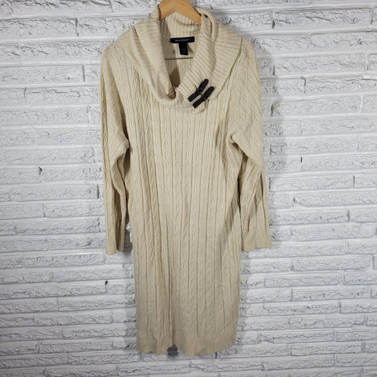 Ashley Stewart Sweater Dress 22 24 Plus Size Off White Knit Turtleneck SWE6E