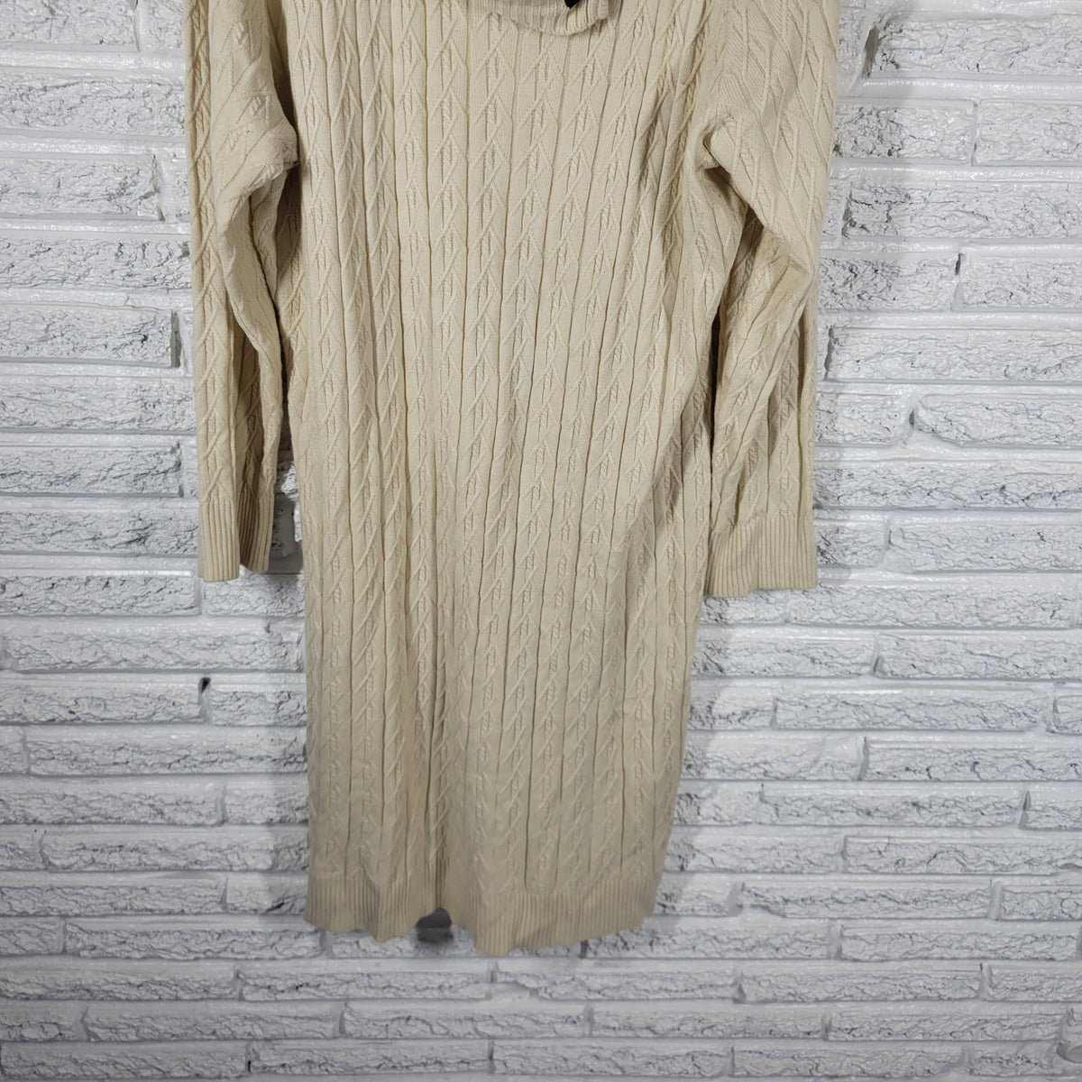Ashley Stewart Sweater Dress 22 24 Plus Size Off White Knit Turtleneck SWE6E