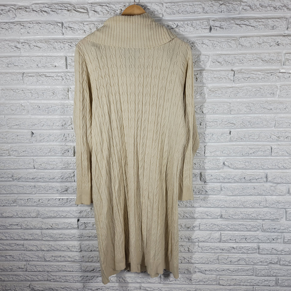 Ashley Stewart Sweater Dress 22 24 Plus Size Off White Knit Turtleneck SWE6E