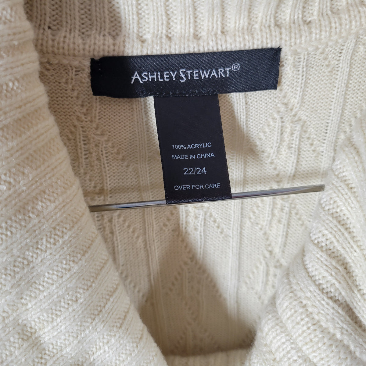 Ashley Stewart Sweater Dress 22 24 Plus Size Off White Knit Turtleneck SWE6E