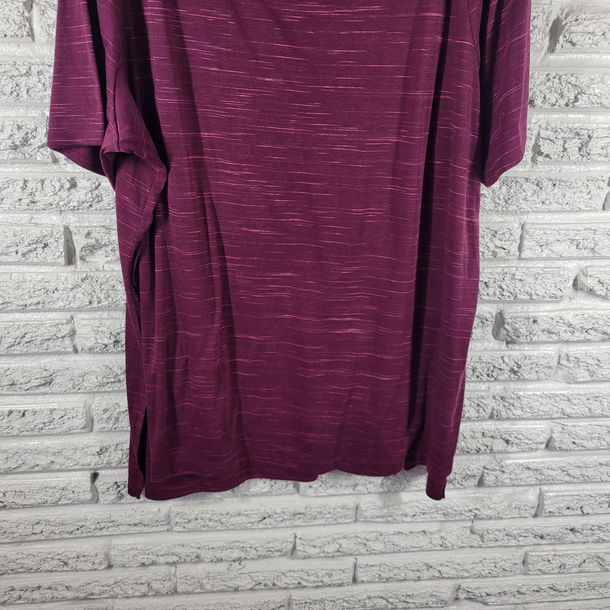 Lane Bryant 22 24 Tee Tunic Top Purple Solid Short Sleeve Side Slit Casual PUR6E