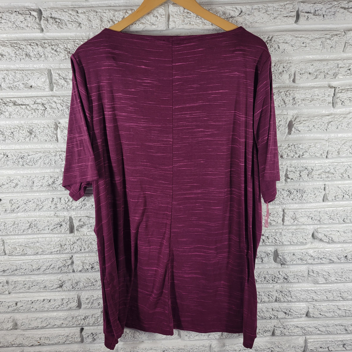 Lane Bryant 22 24 Tee Tunic Top Purple Solid Short Sleeve Side Slit Casual PUR6E