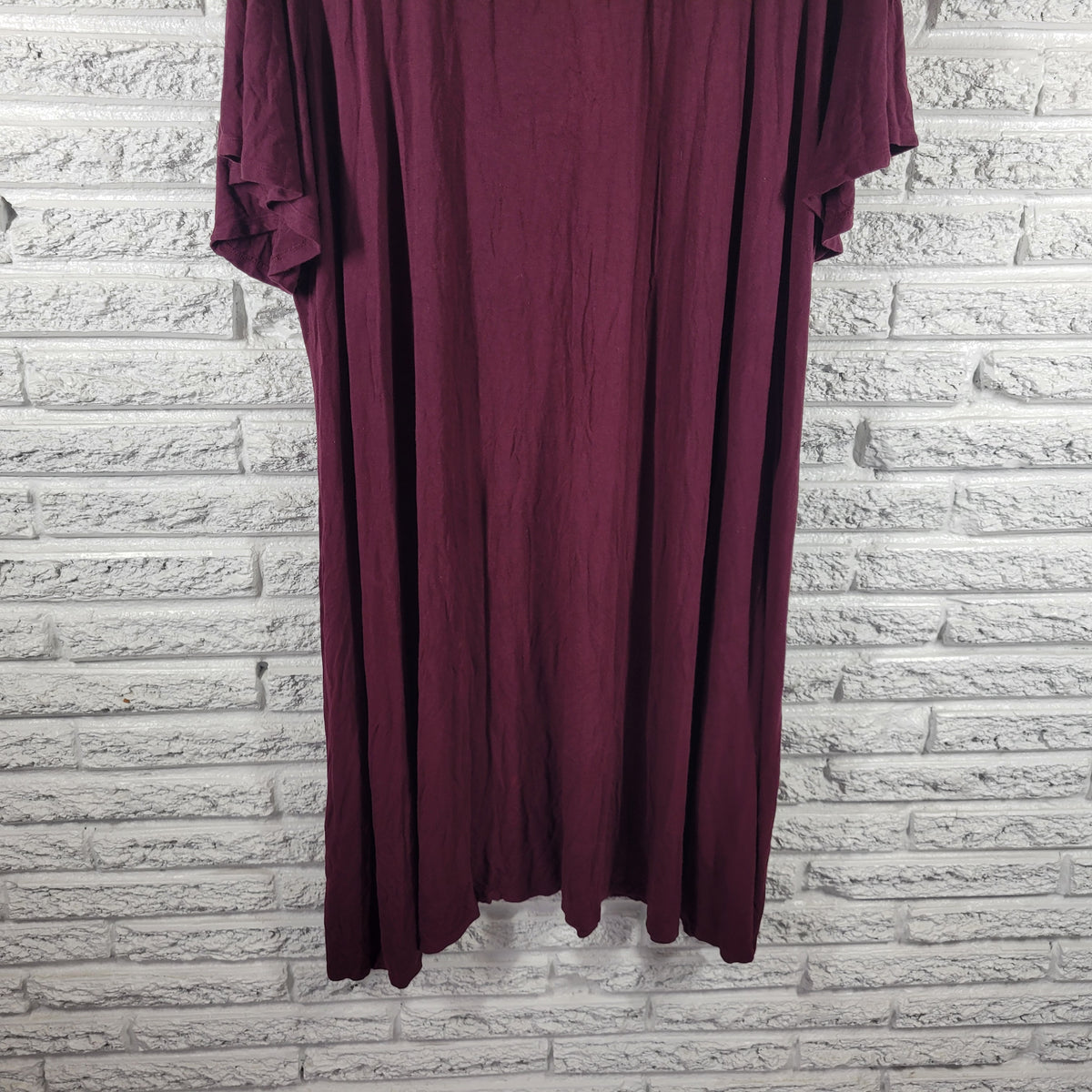 Catherines 3X Burgundy Dress Crochet Lace Trim Shirt Short Sleeve BUR18E