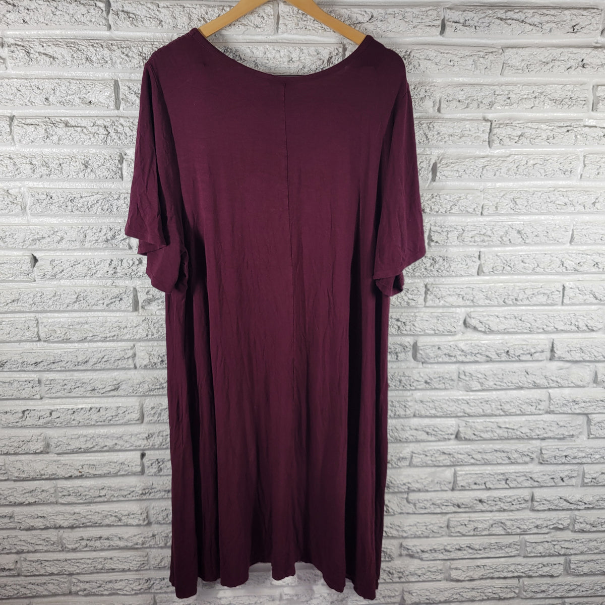 Catherines 3X Burgundy Dress Crochet Lace Trim Shirt Short Sleeve BUR18E