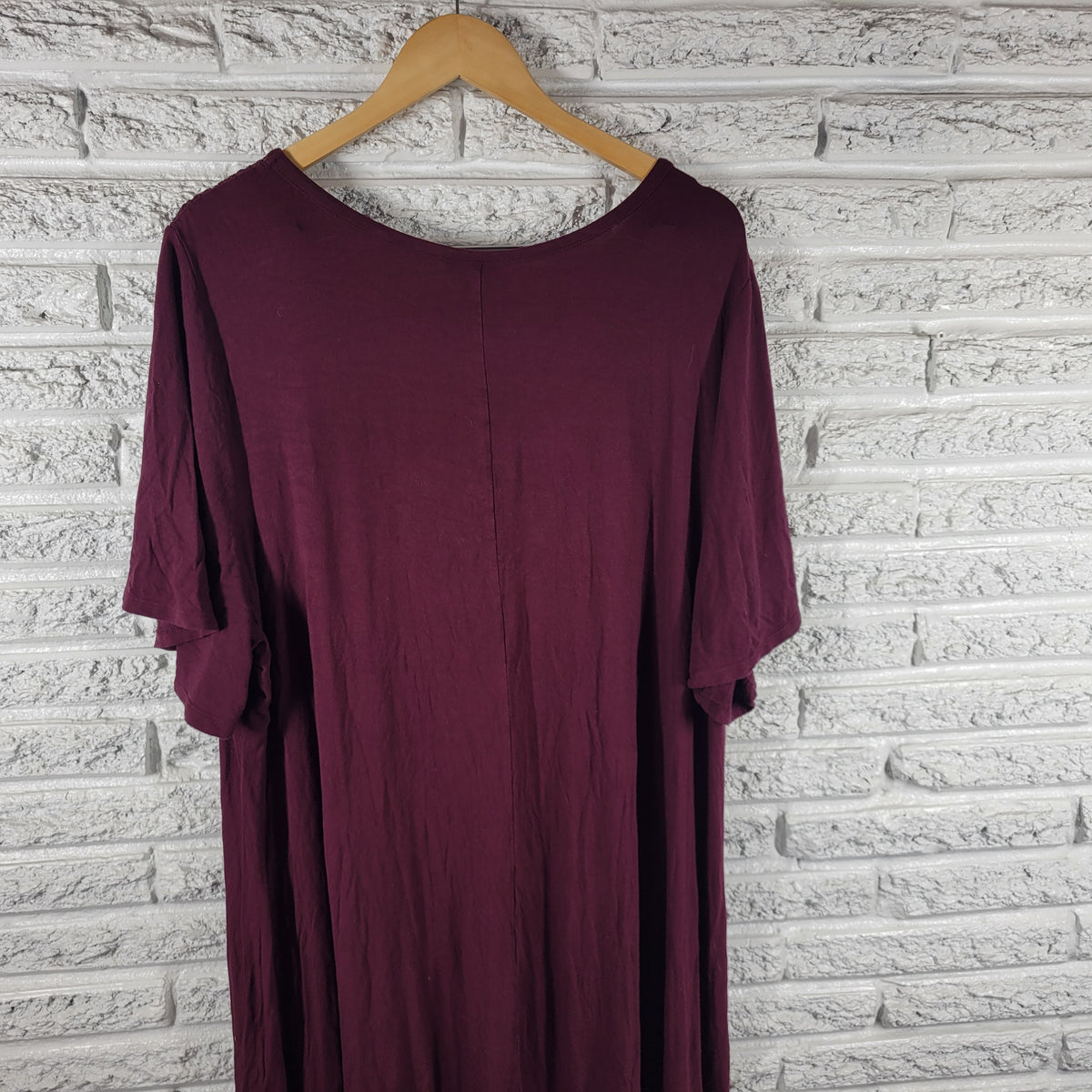 Catherines 3X Burgundy Dress Crochet Lace Trim Shirt Short Sleeve BUR18E