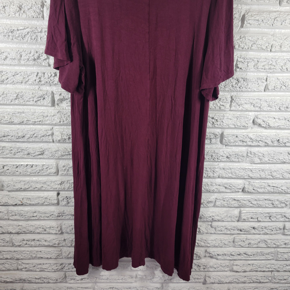 Catherines 3X Burgundy Dress Crochet Lace Trim Shirt Short Sleeve BUR18E