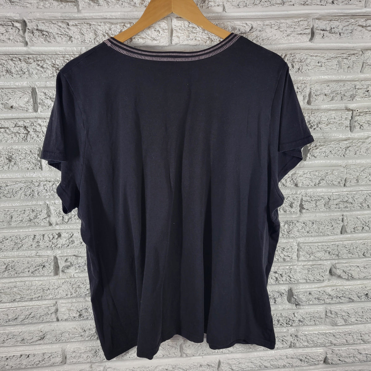 Secret Treasures Pajama Shirt Womens 3X Black Coffee Graphic V-Neck BLA16E