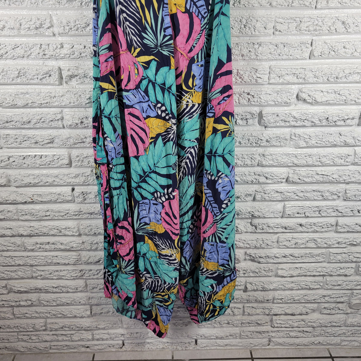 Forever 21 2X Jumpsuit Floral Wide Leg Pockets Belted Adjustable Strap FLO298E