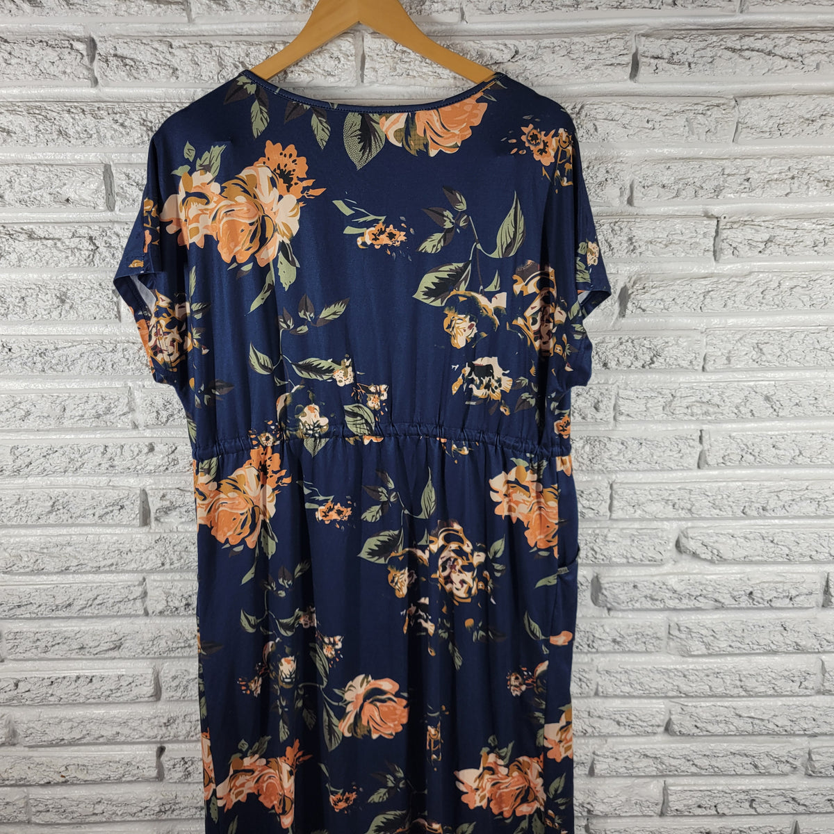 Emery Rose XL Floral Dress Knee Length Belted Sash Pockets Short Sleeve FLO40E