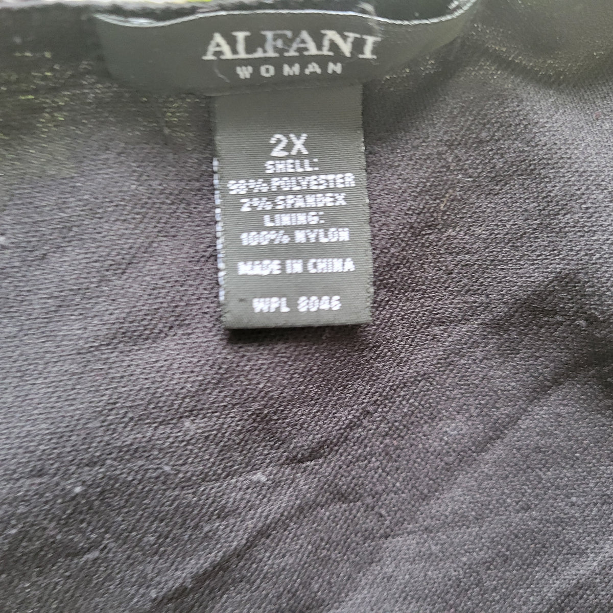 Alfani 2X Blouse Green Black Watercolor Pleated Ruched 3/4 Sleeve Top WAT59E