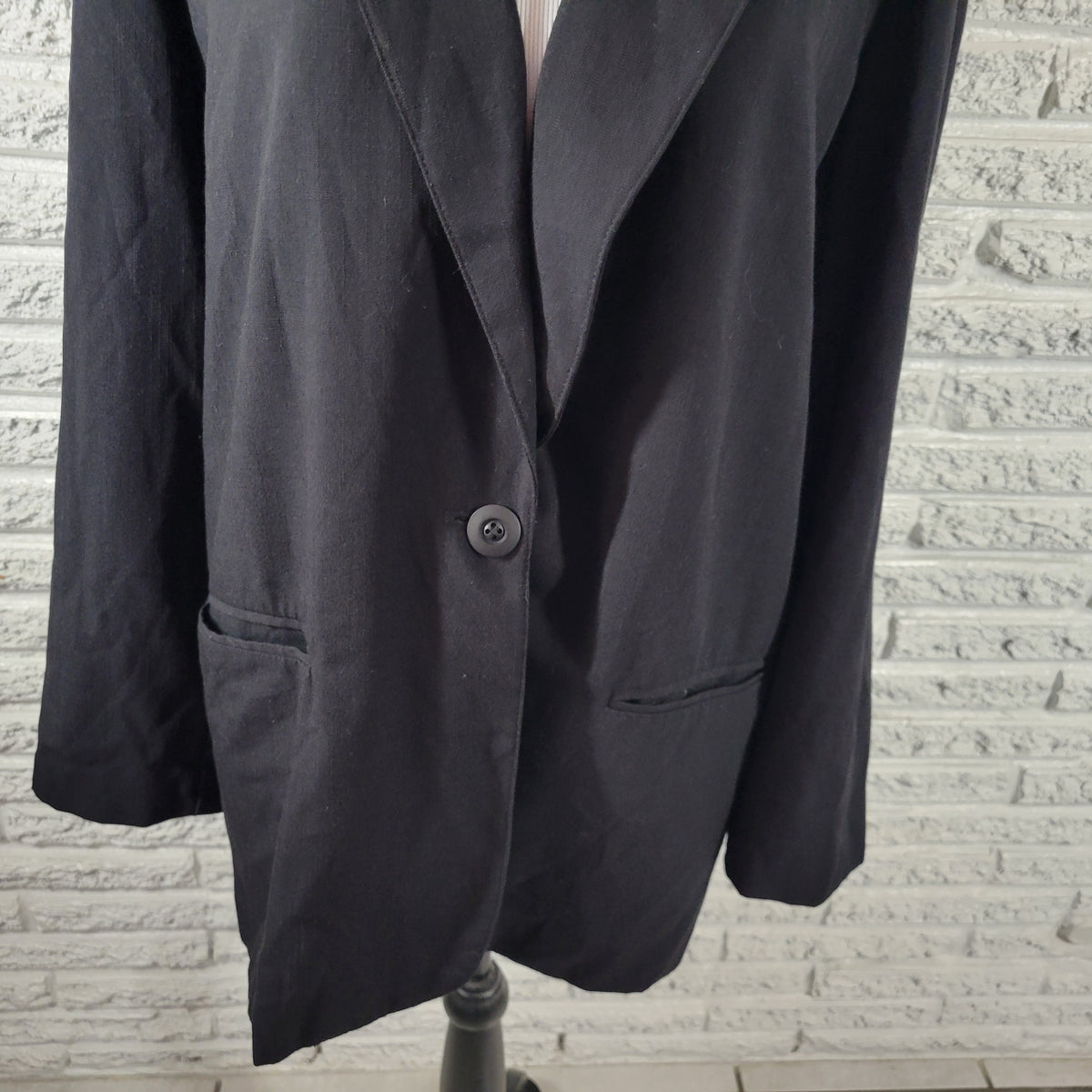 Sag Harbor Womens 18 Black Solid 1 Button Blazer Jacket Lined Suit Coat SWE117E