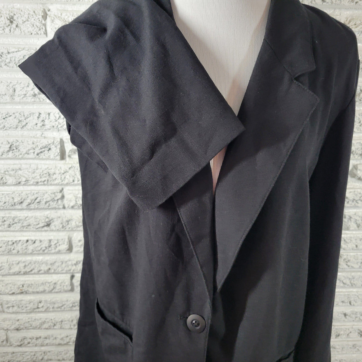Sag Harbor Womens 18 Black Solid 1 Button Blazer Jacket Lined Suit Coat SWE117E