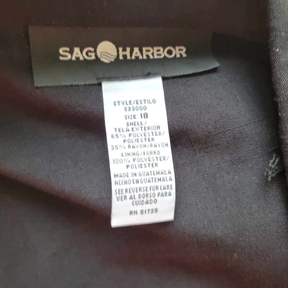 Sag Harbor Womens 18 Black Solid 1 Button Blazer Jacket Lined Suit Coat SWE117E