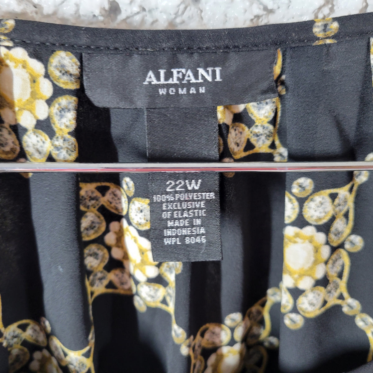 Alfani Womens 22W Black Gold Geometric Studded Rhinestone Long Sleeve GEO157XE