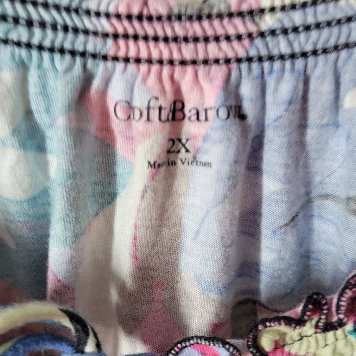 Croft & Barrow Womens 2X Floral Peasant Top Blouse Frilly Keyhole Cotton Blend FLO253XE