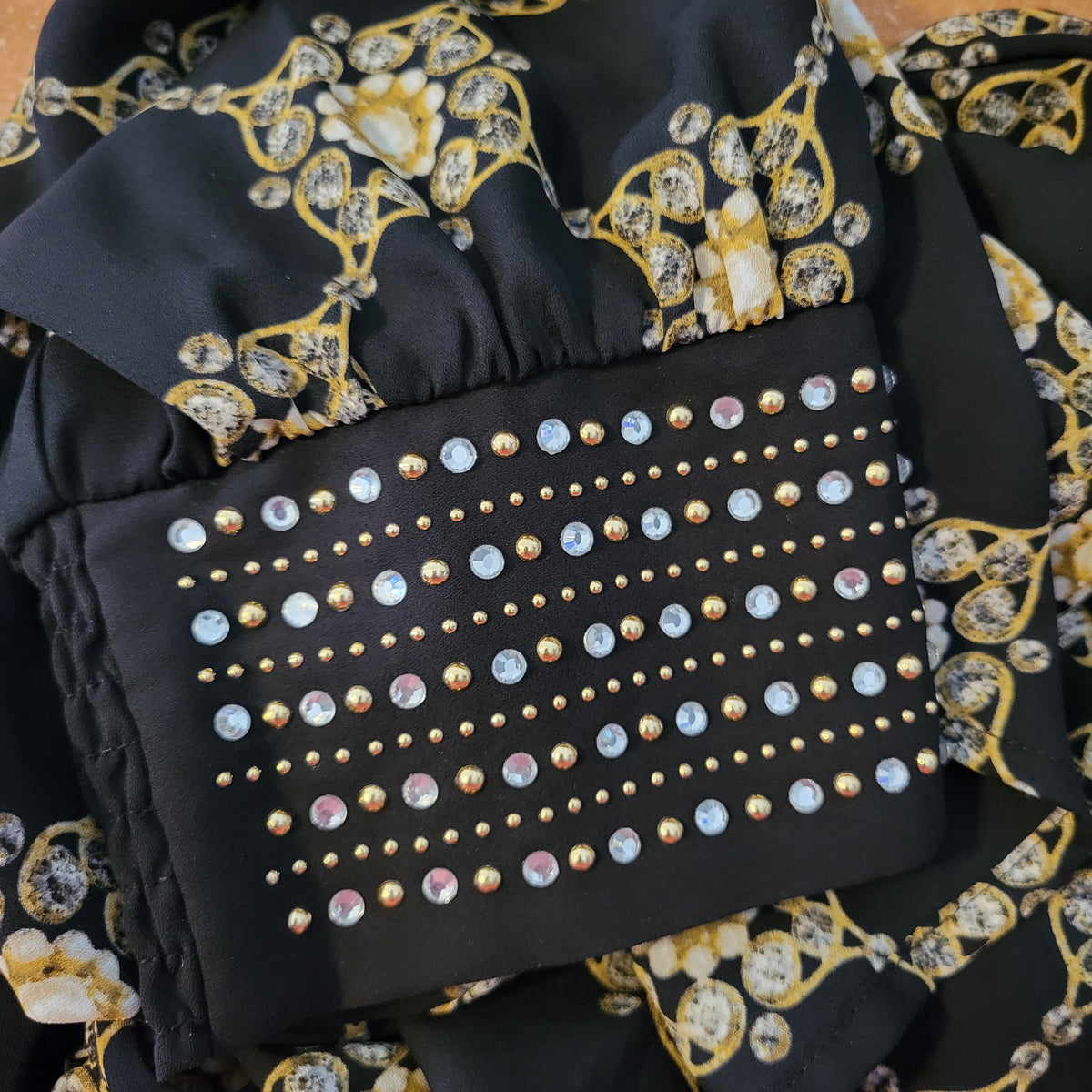 Alfani Womens 22W Black Gold Geometric Studded Rhinestone Long Sleeve GEO157XE