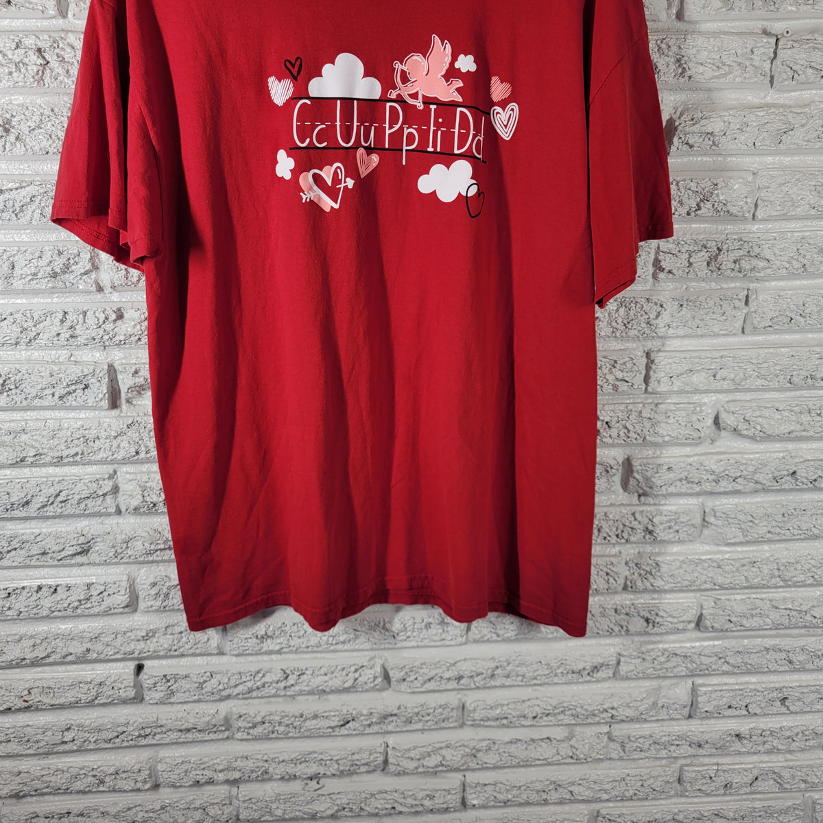 Fruit of the Loom XL Red Valentine Cupid Teacher Graphic Tee Short Sleeve RED14E