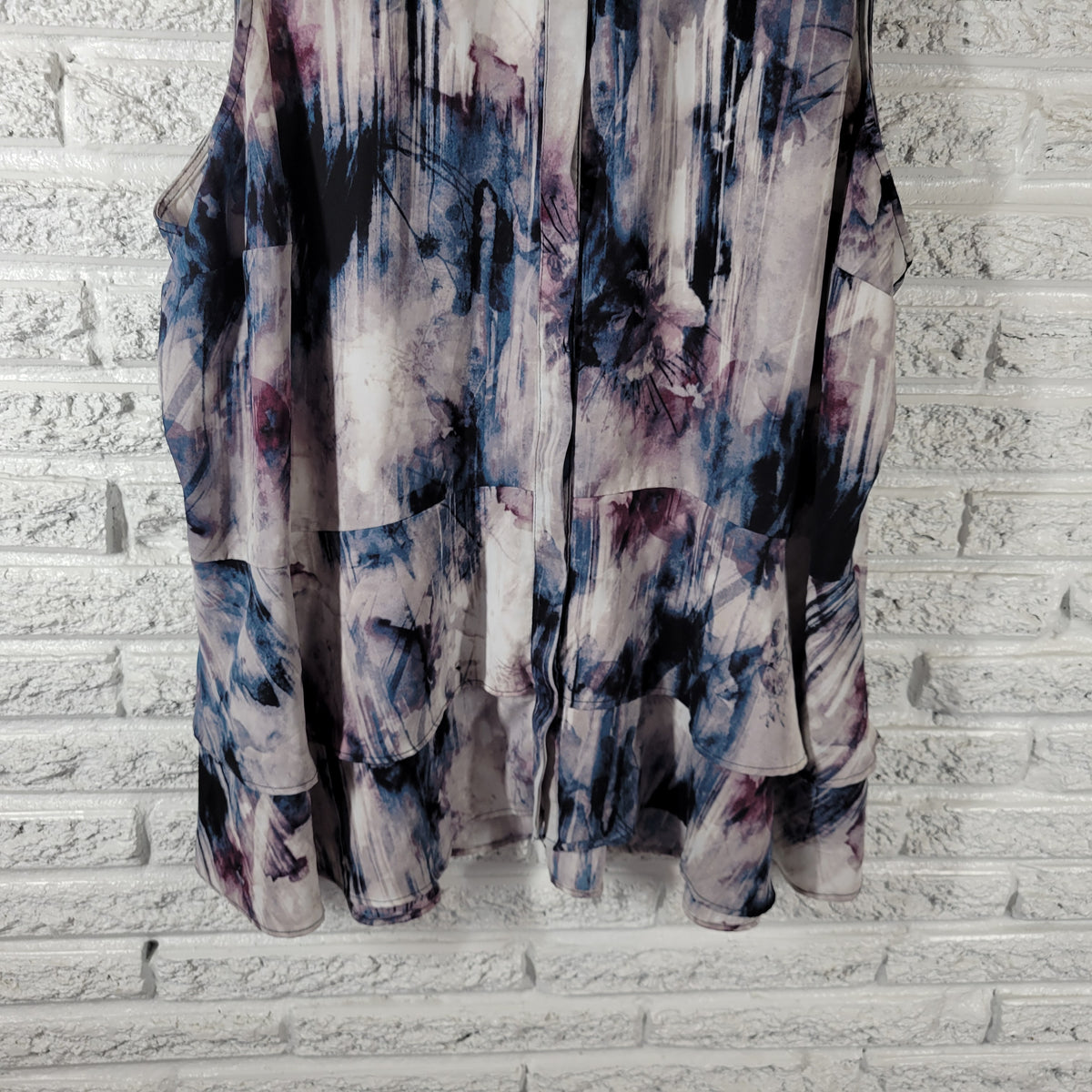 Simply Vera Wang 2X Blue Purple Watercolor Asymmetric Collared Sleeveless WAT50E