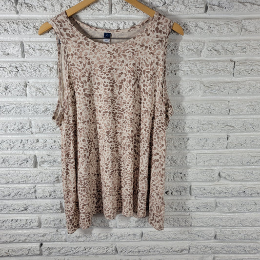 Old Navy Tank Top XL Animal Print Brown Tan Sleeveless Crew Neck Pullover ANI68E