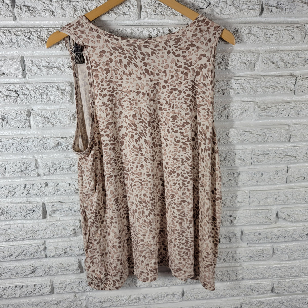 Old Navy Tank Top XL Animal Print Brown Tan Sleeveless Crew Neck Pullover ANI69E