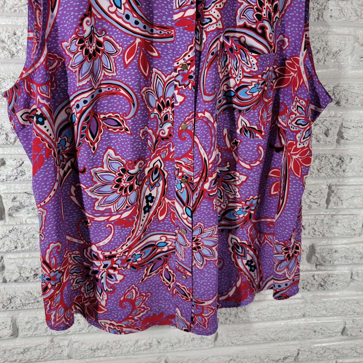 Liz Claiborne 2XL XXL Floral Sleeveless Top Collared Button Up Plus Size FLO261E