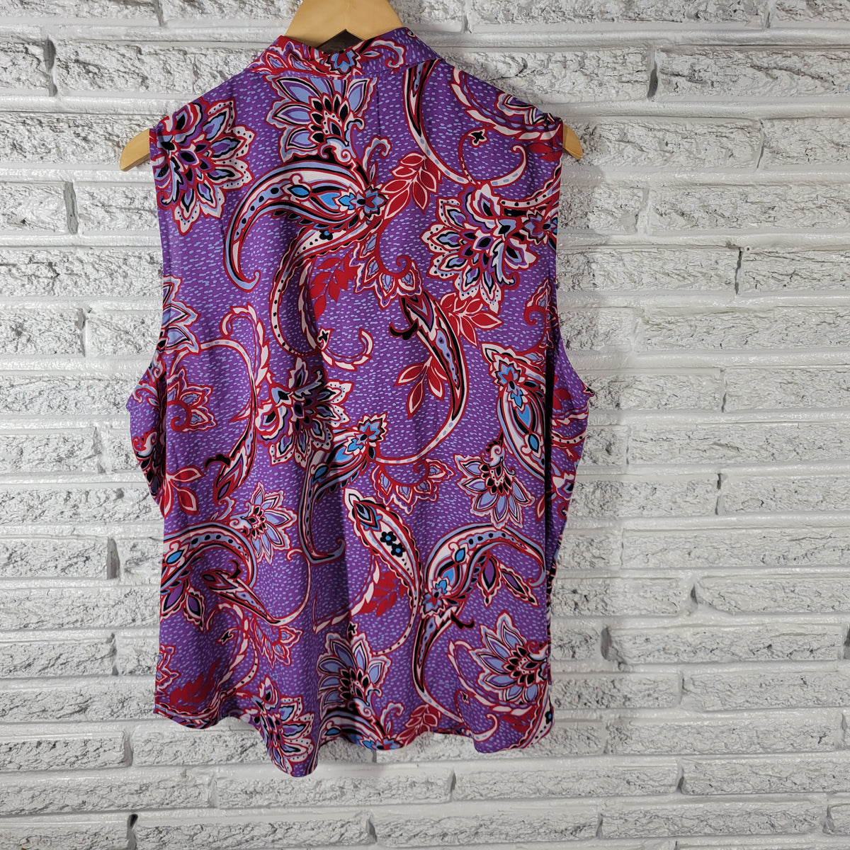 Liz Claiborne 2XL XXL Floral Sleeveless Top Collared Button Up Plus Size FLO261E