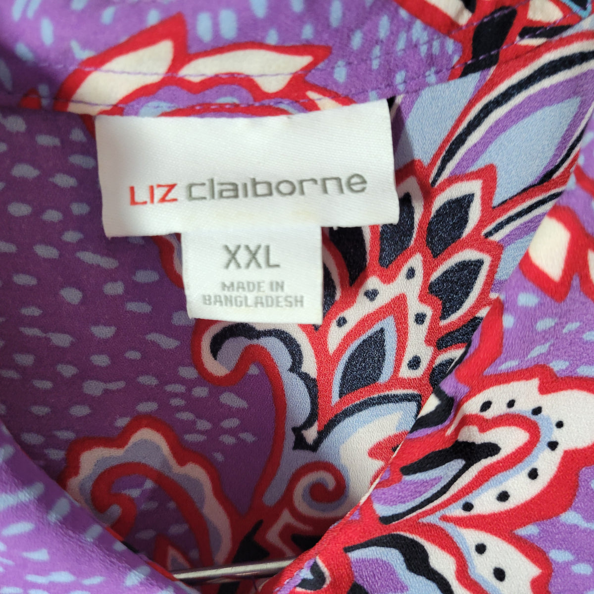 Liz Claiborne 2XL XXL Floral Sleeveless Top Collared Button Up Plus Size FLO261E
