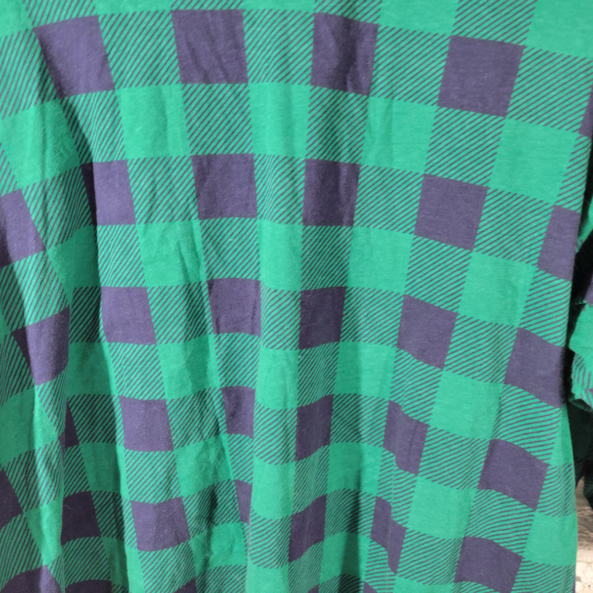 Kim Rogers Women 3X Top Blue Green Plaid Button Up V-Neck 3/4 Sleeve PLA29XE