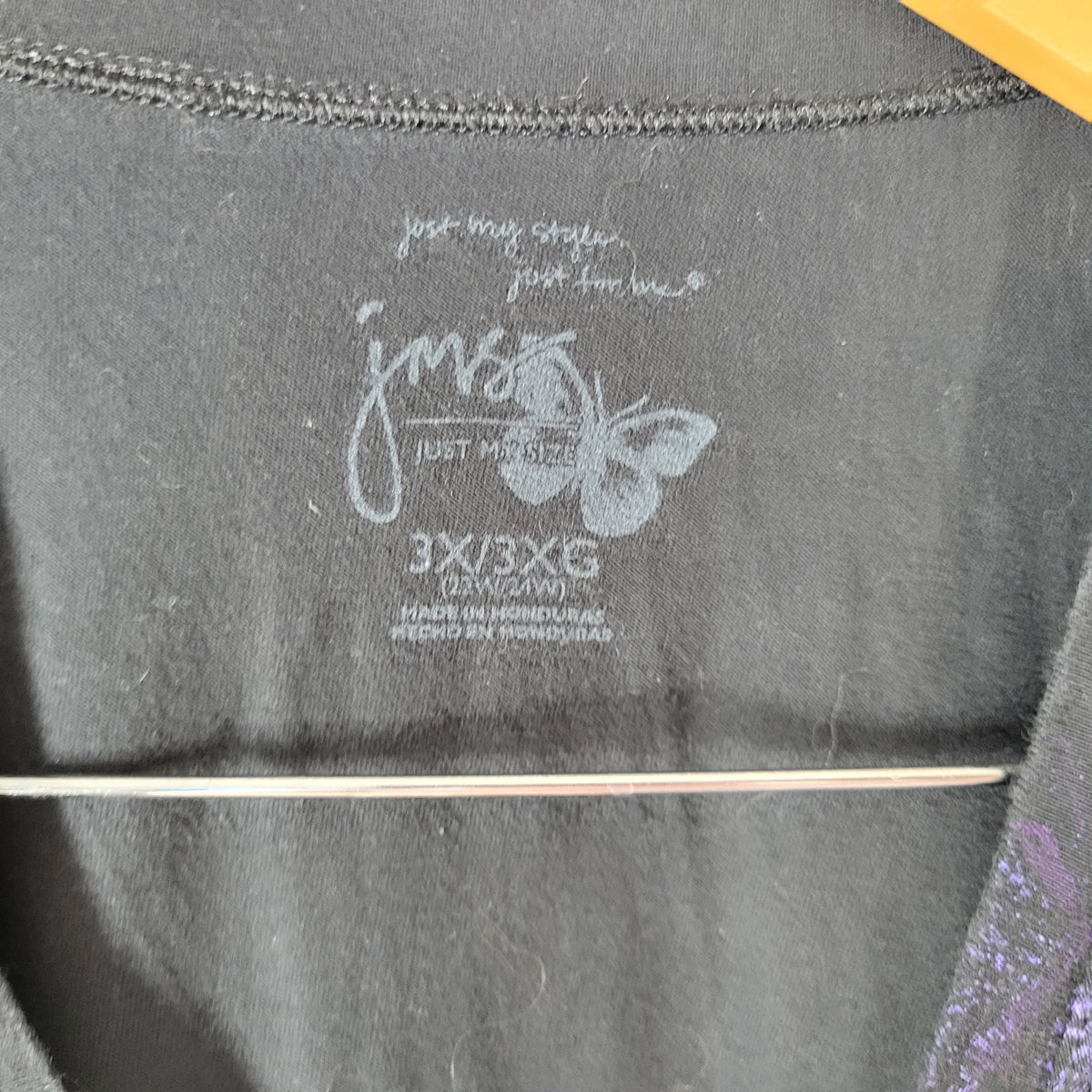 Just My Size Women 3X Tee Dragonfly Glitter V-Neck Cotton Plus Size Shirt NOV127E