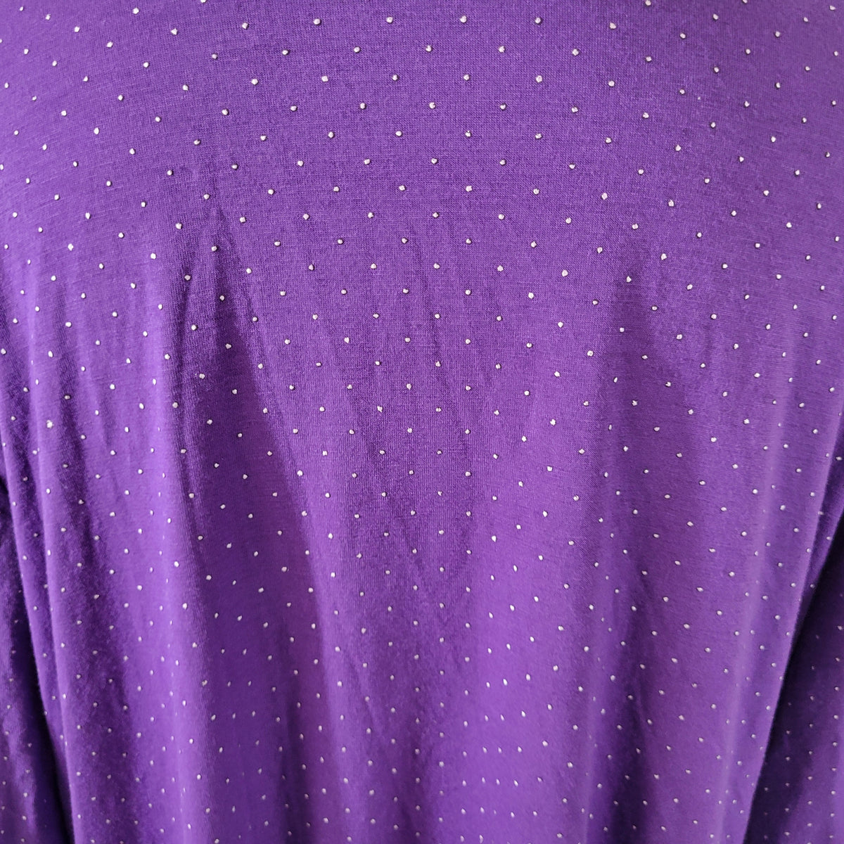 Laura Scott 1X Plus Size Purple Twofer Top Cowl Neck Raised Dot Long Sleeve PUR28E