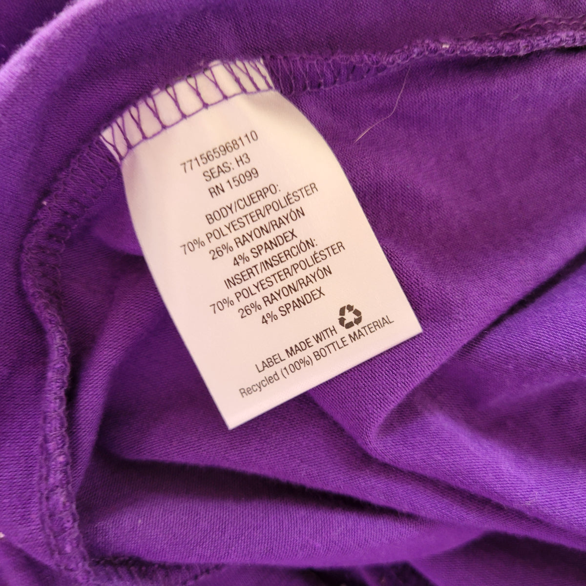 Laura Scott 1X Plus Size Purple Twofer Top Cowl Neck Raised Dot Long Sleeve PUR28E