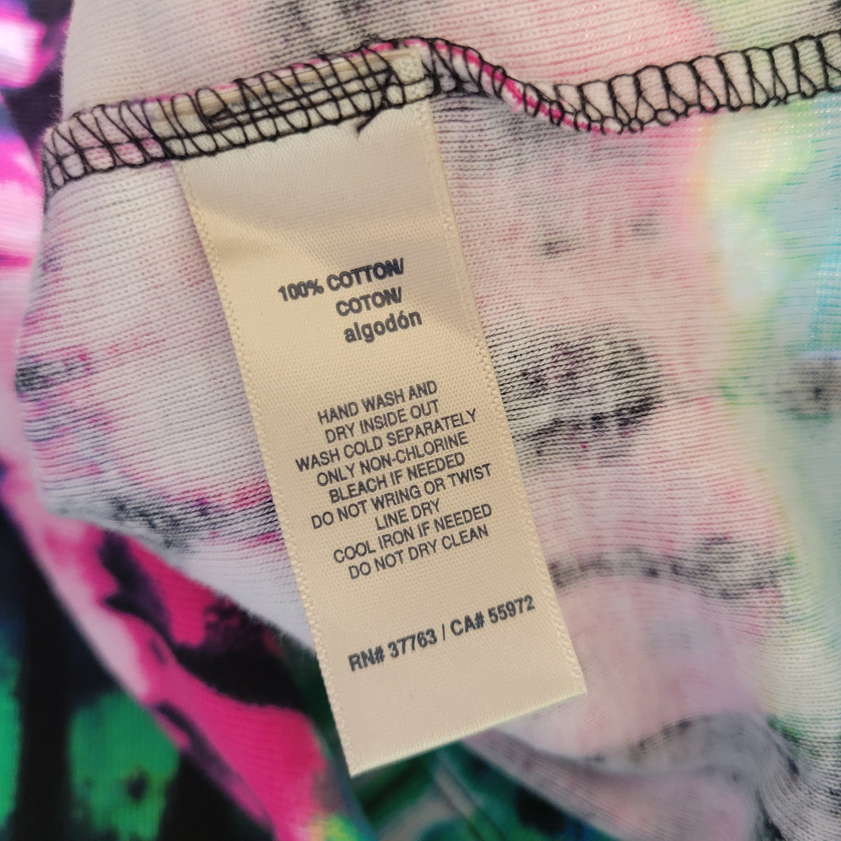 Rafaella Women 2X Tee Shirt Cotton Tie Dye Keyhole Short Sleeve Multicolor Top TIE4E