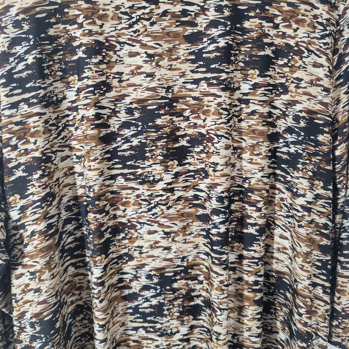 Notations Women 3X Tunic Blouse Brown Black Watercolor Beaded 3/4 Sleeve Square Neck WAT94E