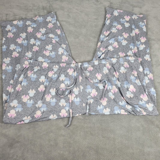 Disney Womens Pajama Pants Size 3X Grey Pastel Mickey Minnie Mouse Drawstring Sleep  NOV142E