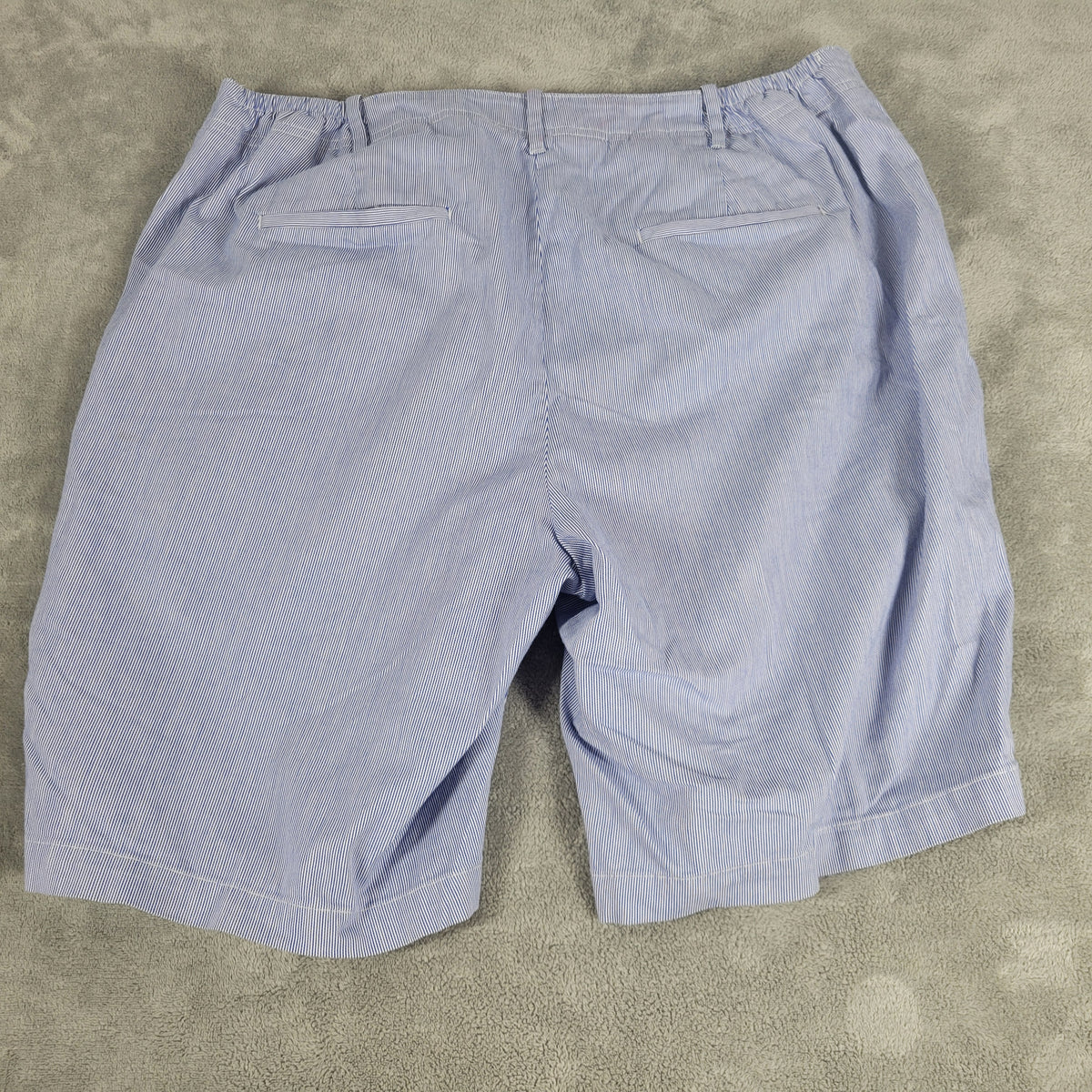 Talbots Chino Shorts Womens 16W Blue White Stripe Cotton Elastic Waist Casual STR128XE